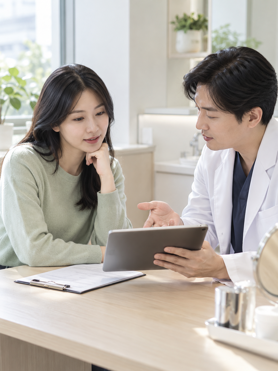AI 생성 실사 예시: 피부과 상담 준비